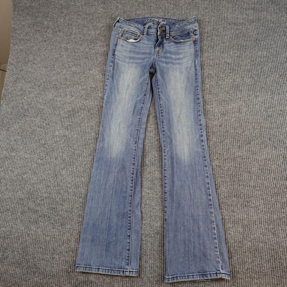 American Eagle Original Boot Jeans Womens 4 Medium Wash Blue Low Rise Stretch